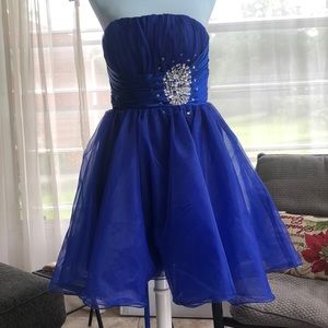 Formal, royal blue dress.